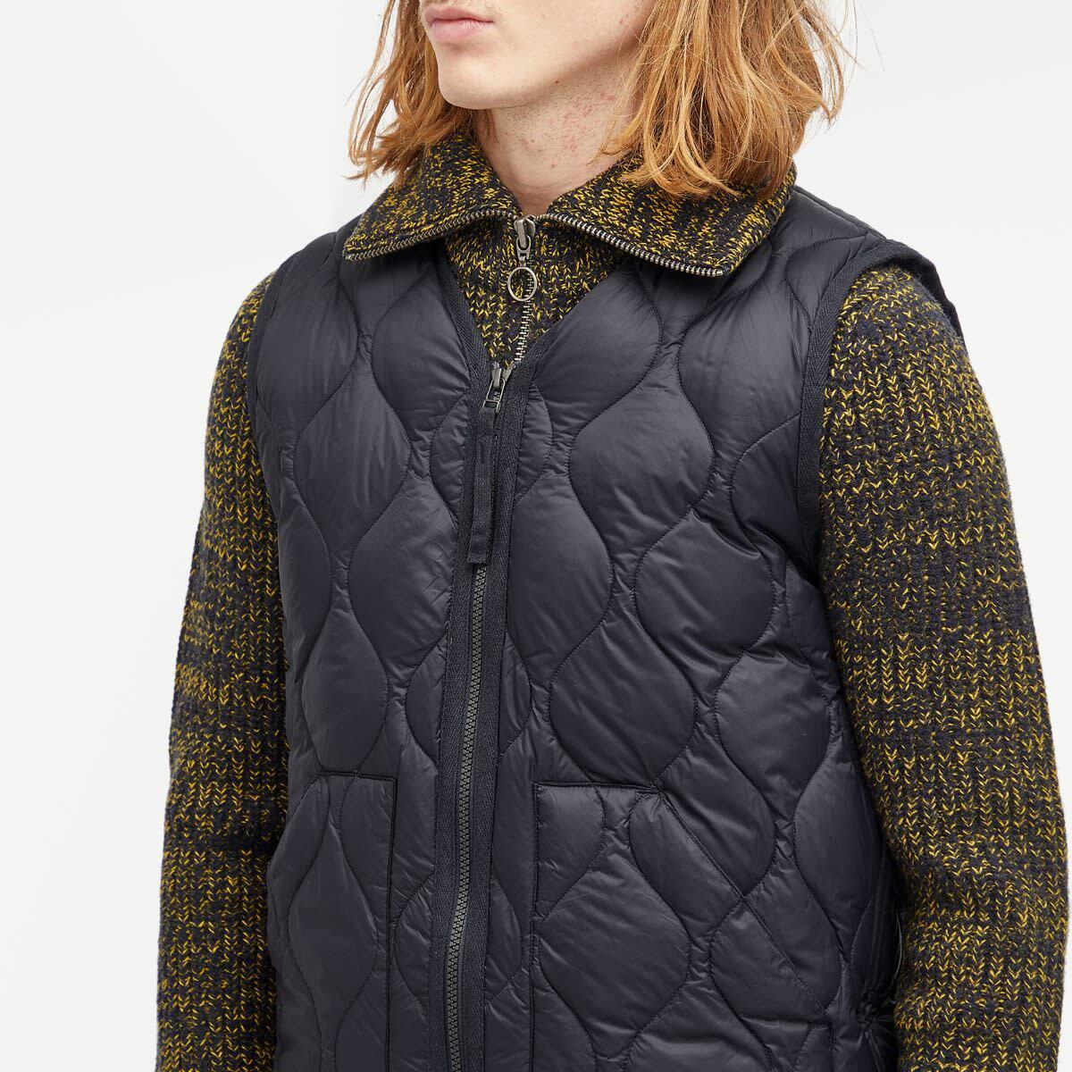 トップス TAION V NECK ZIP VEST TAION Military V-Neck W-Zip 800FP Down Vest UNISEX US XXS