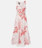 Monique Lhuillier Belted floral midi dress