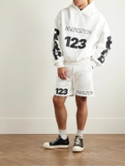 RRR123 - Gymbag Frayed Logo-Print Embroidered Cotton-Jersey Shorts - White