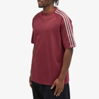 Y-3 Men's 3 Stripe Long sleeve T-shirt in Shadow Red