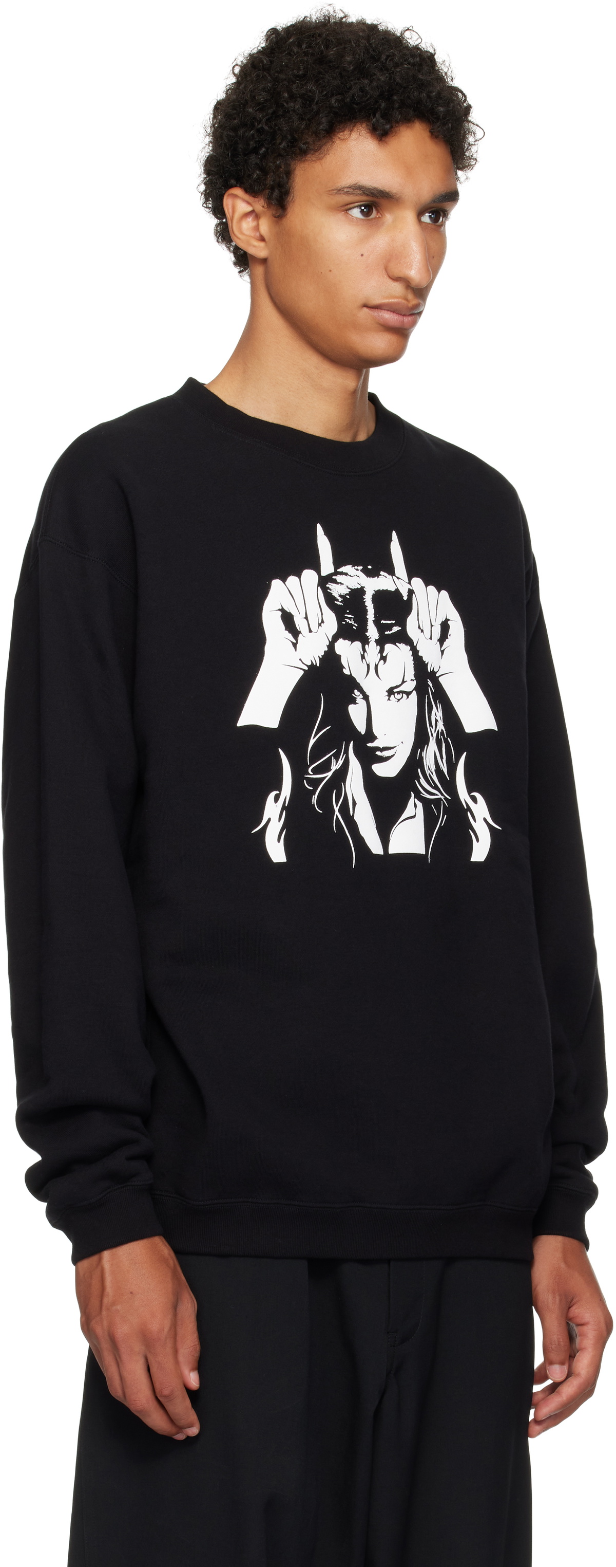 Y's For Men Black Graphic Sweatshirt
