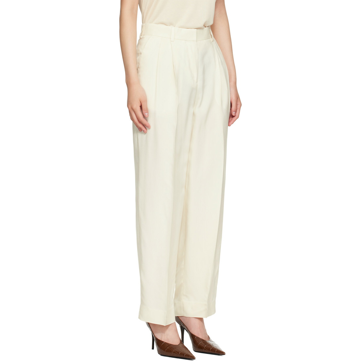 TOTEME Off-White Double-Pleat Fluid Trousers