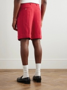 Valentino Garavani - Straight-Leg Pleated Linen Bermuda Shorts - Red