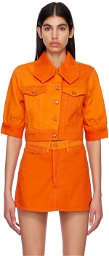 GANNI Orange Cutline Denim Jackets