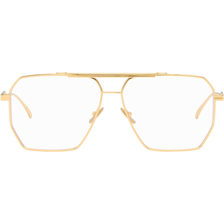 Photo: Bottega Veneta Gold Classic Aviator Glasses