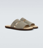 Brunello Cucinelli Logo suede sandals