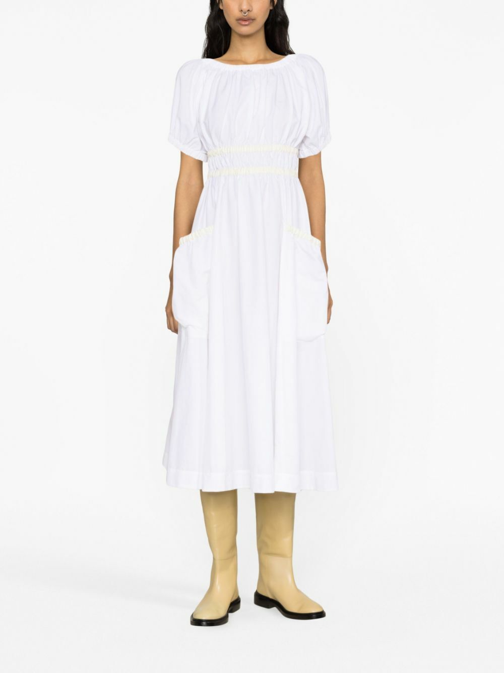 Molly Goddard White Mags Taffeta Midi Dress