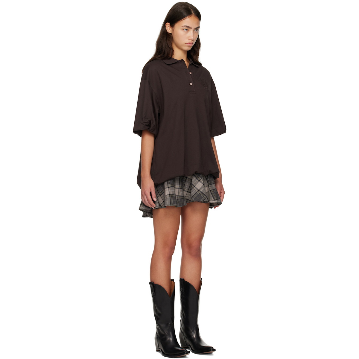 Acne Studios Brown & Green Layered T-shirt Minidress