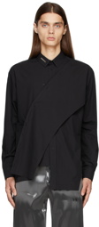 HELIOT EMIL Black Asymmetric Deconstructed Shirt