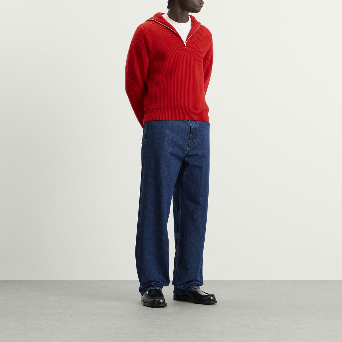 Jil Sander Men's Wool Fisherman High Neck Jumper in Poppy