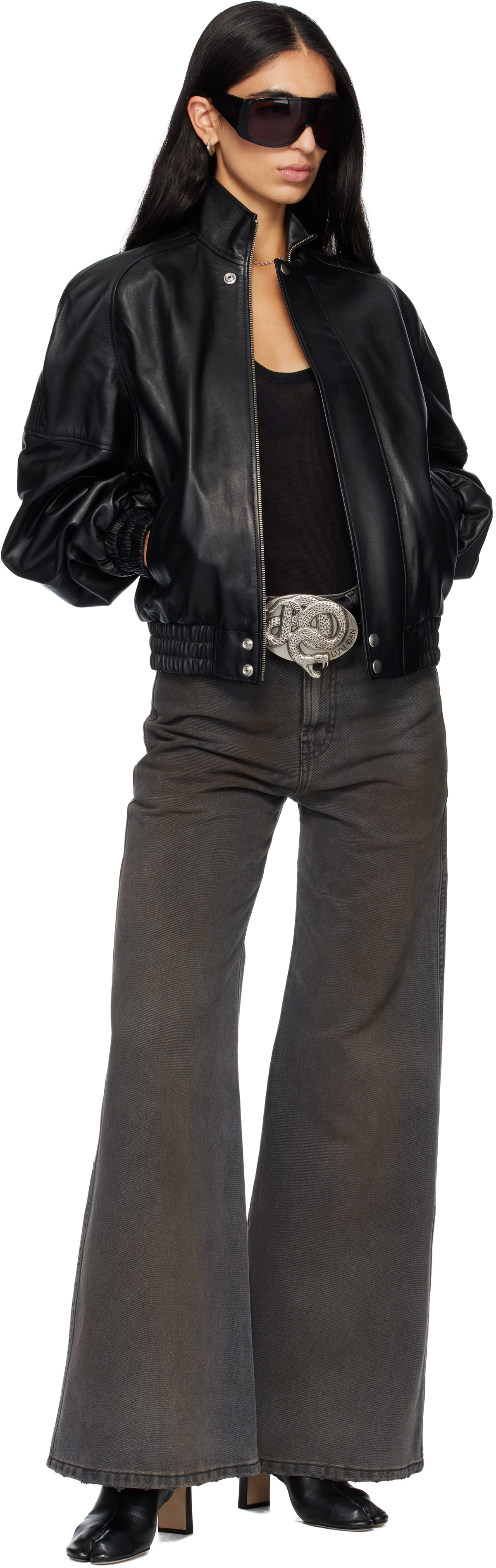LU'U DAN Black Twisted Snake Cowboy Belt