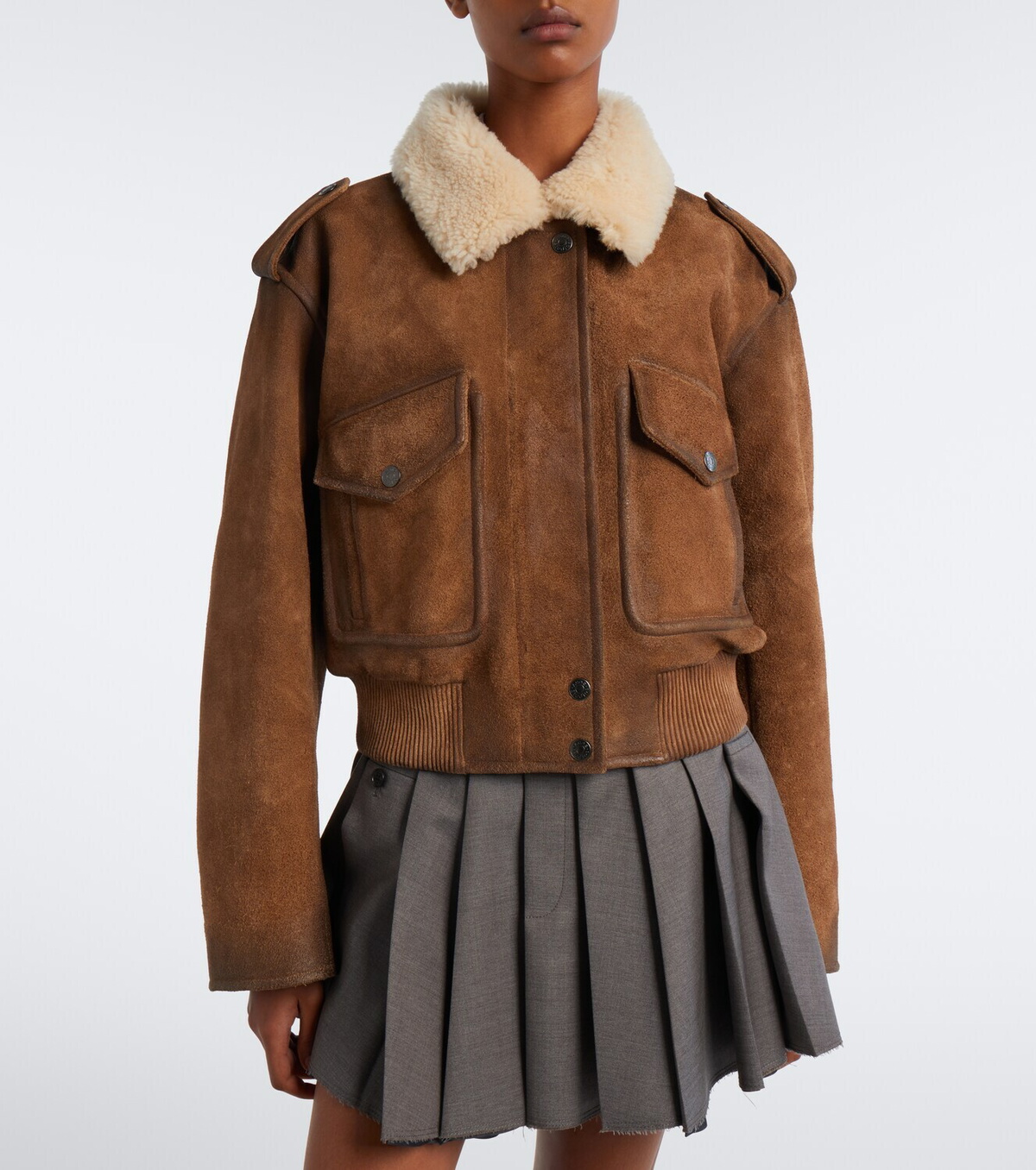 Acne Studios Shearling-trimmed suede blouson jacket