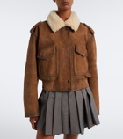 Acne Studios Shearling-trimmed suede blouson jacket