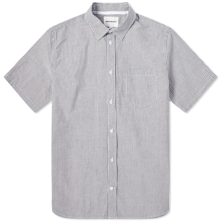 Photo: Norse Projects Short Sleeve Osvald Seersucker Shirt Navy Stripe