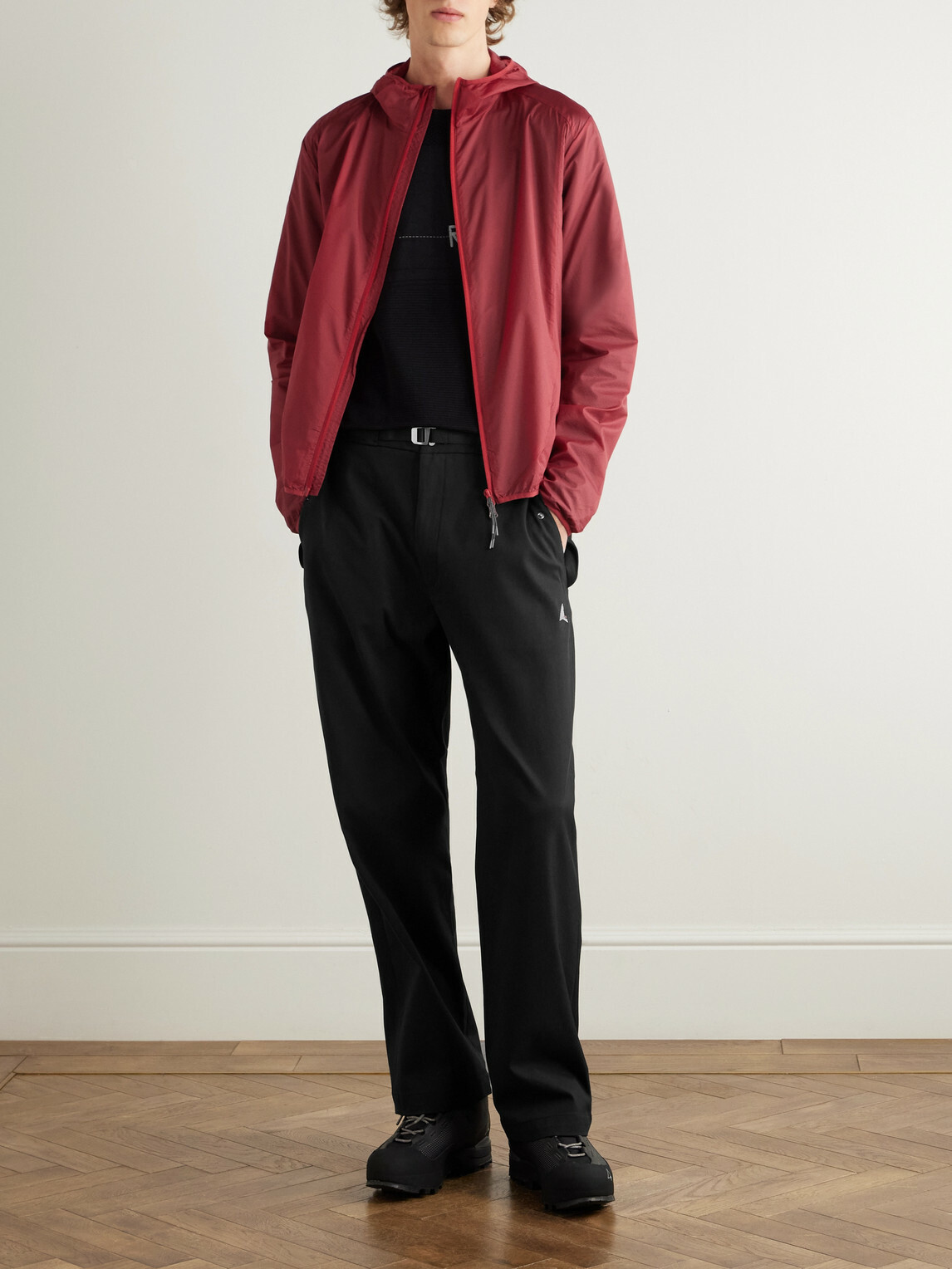 ROA - Slim-Fit Straight-Leg Logo-Embroidered Belted Cotton-Blend Twill Trousers - Black