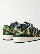 adidas Originals - A Bathing Ape Forum 84 Low Embellished Printed Leather Sneakers - Green