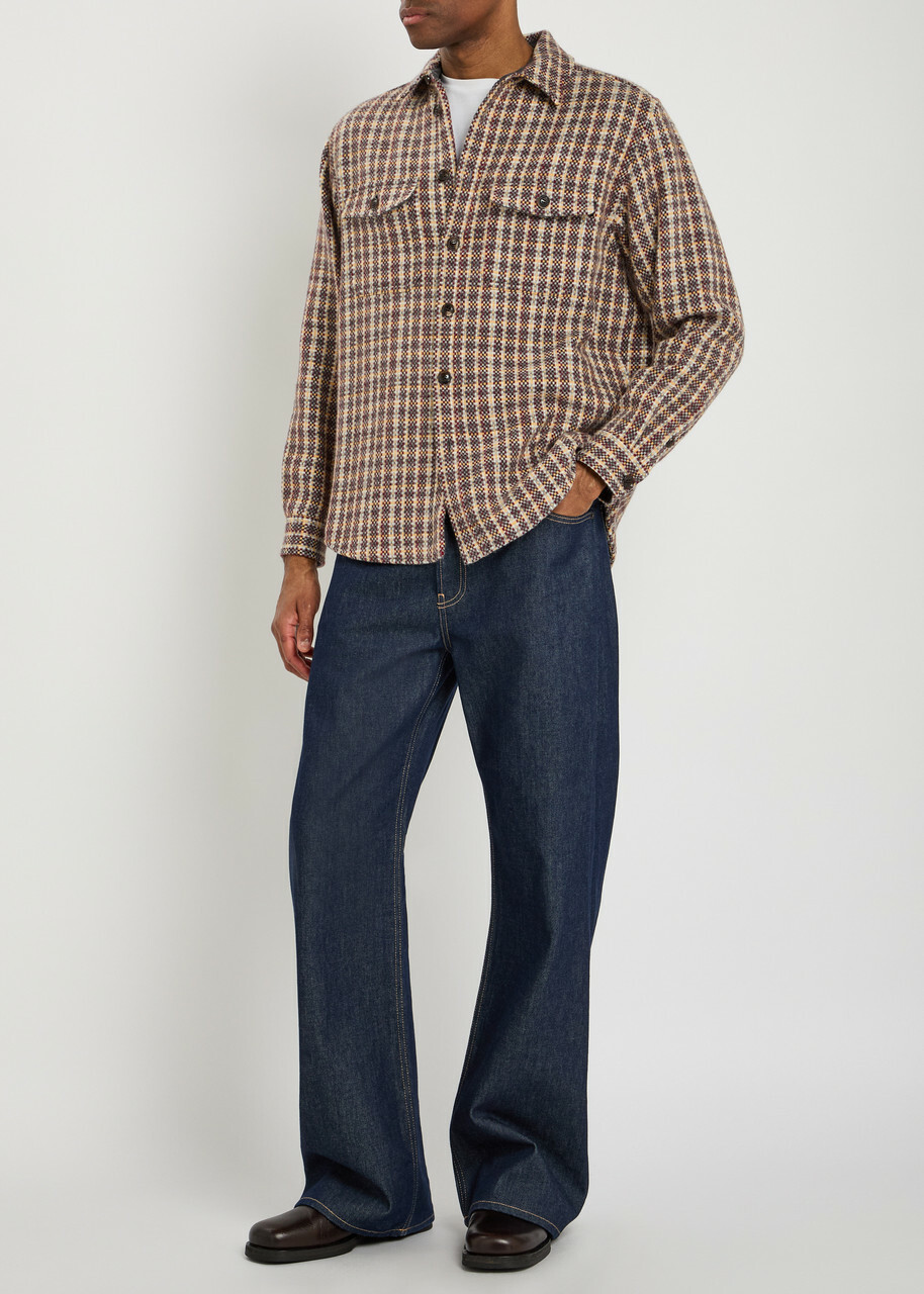 Vowels Checked Wool and Mohair-blend Overshirt Multicoloured