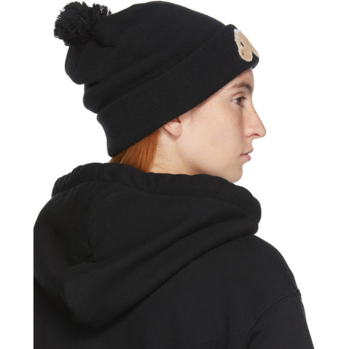 Palm Angels Black Wool Bear Beanie Palm Angels