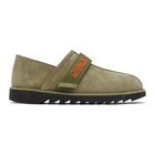 Loewe Khaki Suede Slip-On Loafers