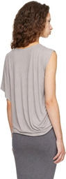 Entire Studios Gray Lycra Side Drape Top