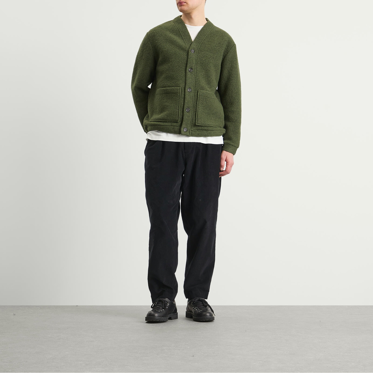 Universal Works Men's Presented by END. Wool Fleece Adv Cardigan in Olive