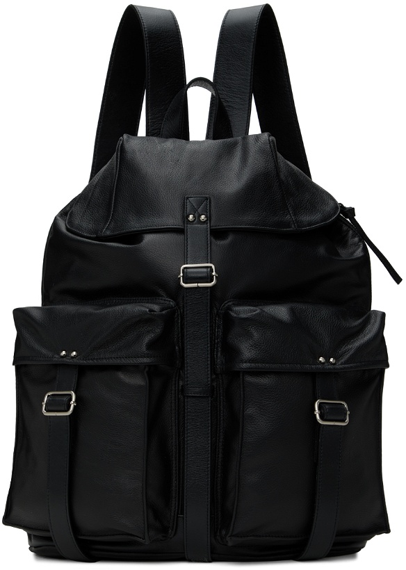Photo: Youth Black Leather Ruck Sack Backpack