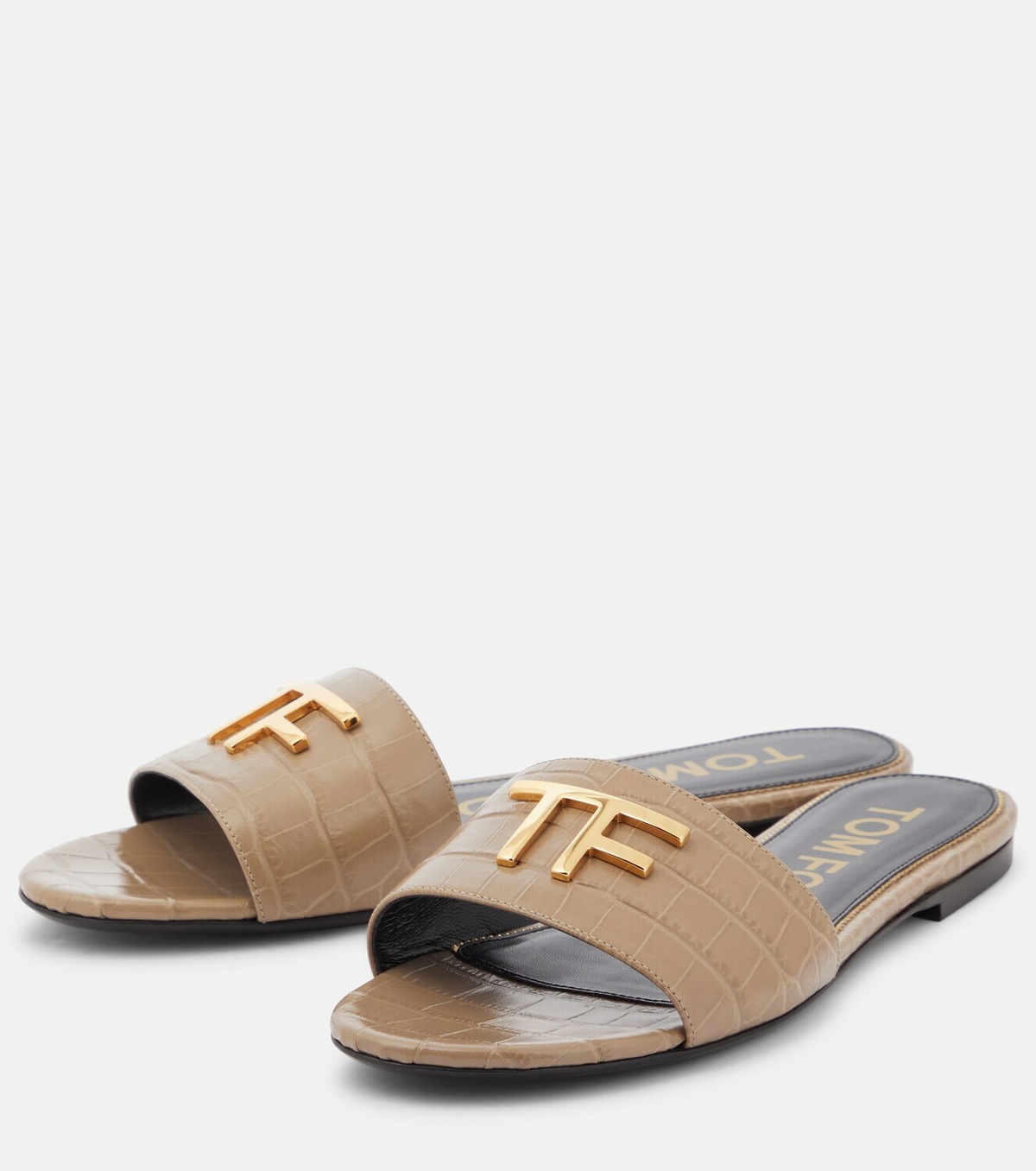 TOM FORD Leather sandals with croco effect レザー TOM FORD Croc-effect leather sandals | NET-A-PORTER
