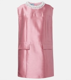 Prada Embellished wool and silk minidress