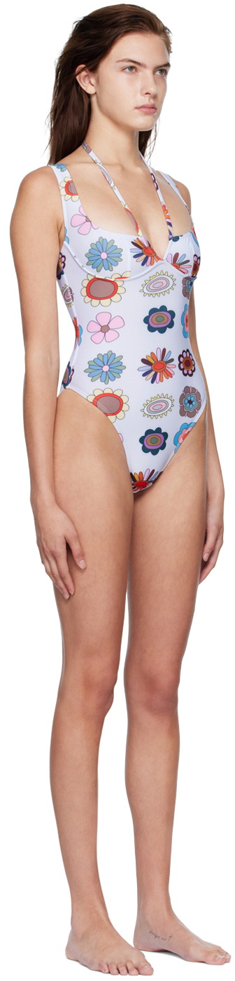 FENSI SSENSE Exclusive Purple Psychedelic Daisies One-Piece Swimsuit