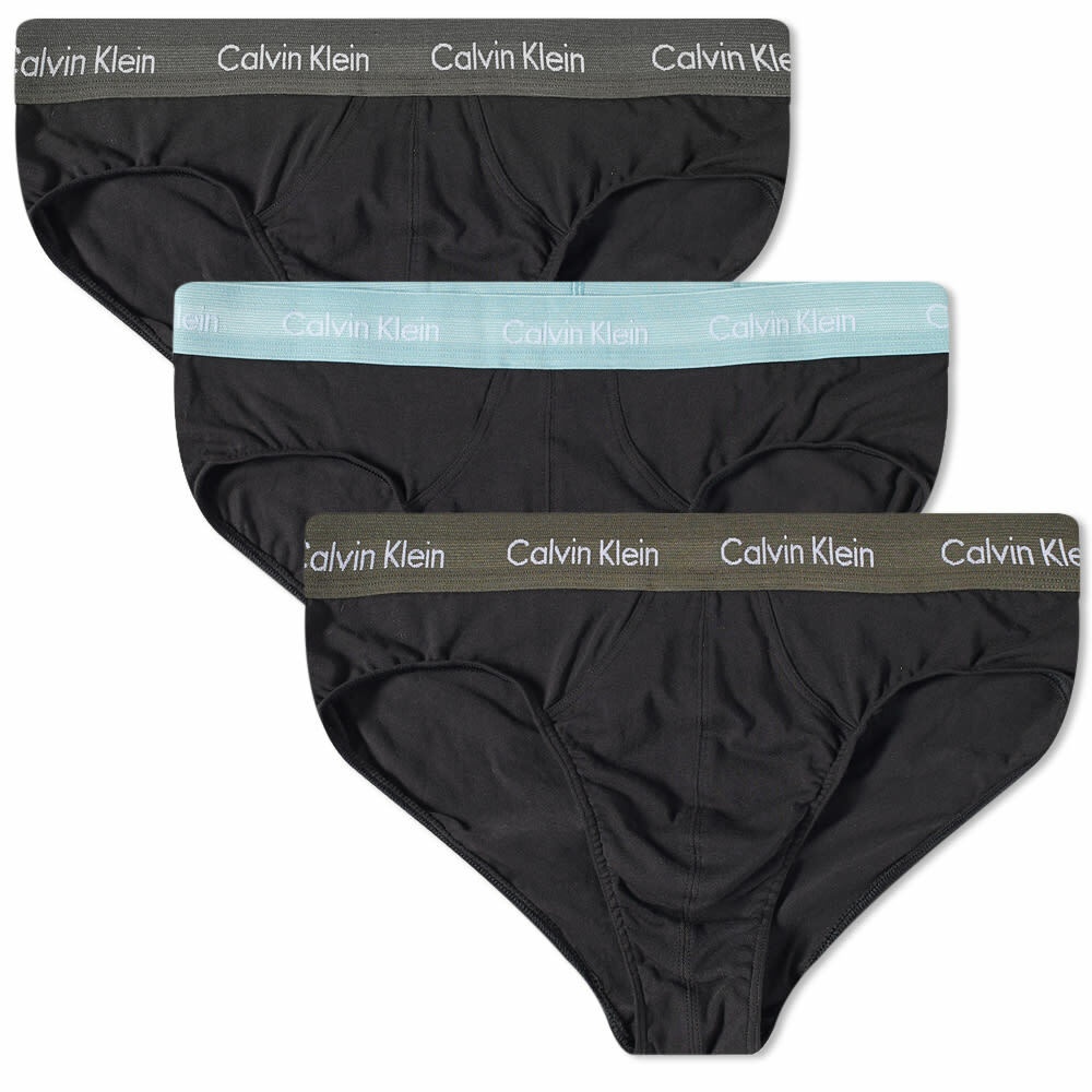 Calvin Klein Men's CK Underwear Hip Brief - 3 Pack in Grey/Tourmaline/Olive Calvin  Klein
