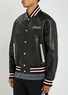 Amiri Club Amiri Appliquéd Leather Varsity Jacket Black