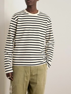 KAPITAL - Printed Striped Cotton-Jersey T-Shirt - Black
