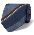 Bigi - 8cm Striped Silk and Wool-Blend Tie - Blue