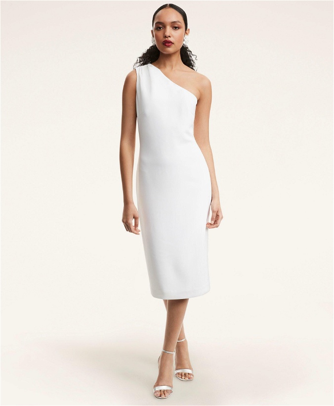 Photo: Brooks Brothers Women's Crepe One Shoulder Sheath Dress | White