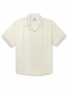 Corridor - Camp-Collar Embroidered Linen and Cotton-Blend Shirt - Neutrals