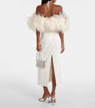 David Koma Feather-trimmed midi dress