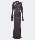 De La Vali Jade cutout asymmetric jersey gown