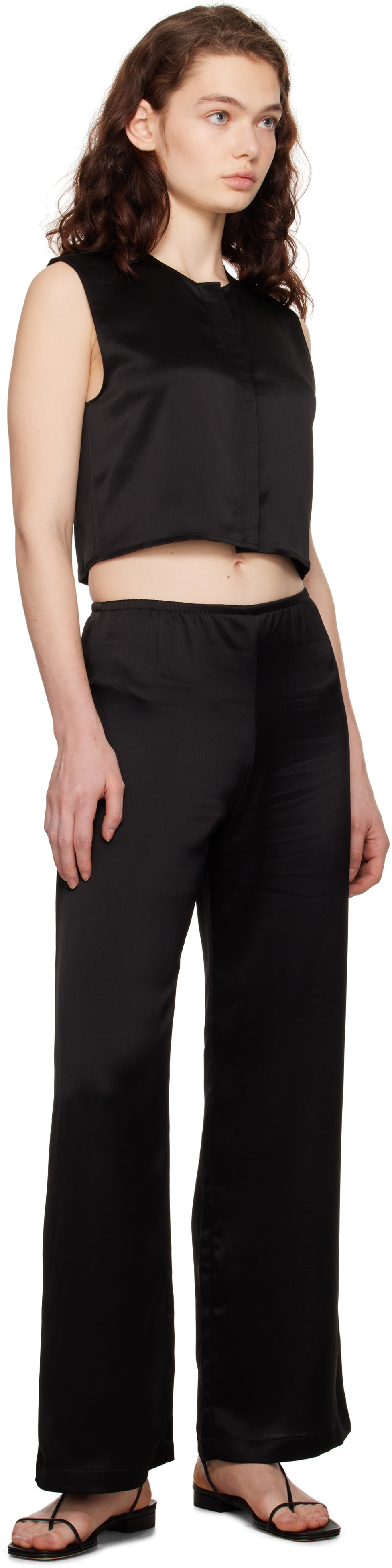 LESET Black Barb Crewneck Vest