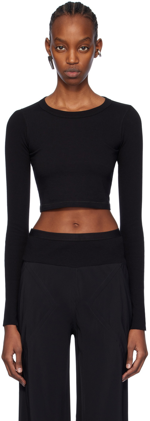 Rick Owens Black Cropped Level Long Sleeve T-Shirt Rick Owens