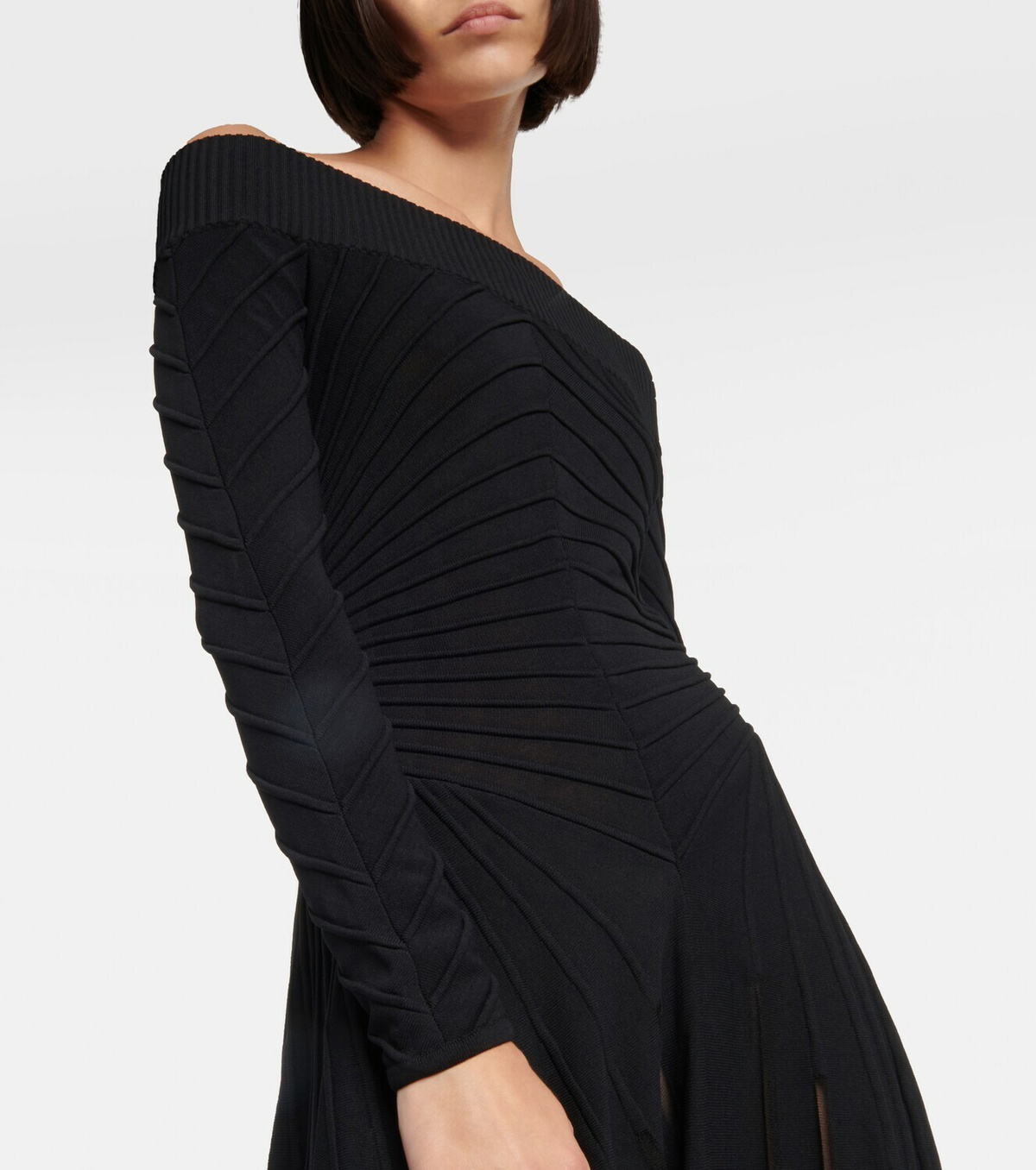 Alaïa Off-shoulder jersey midi dress ALAÏA