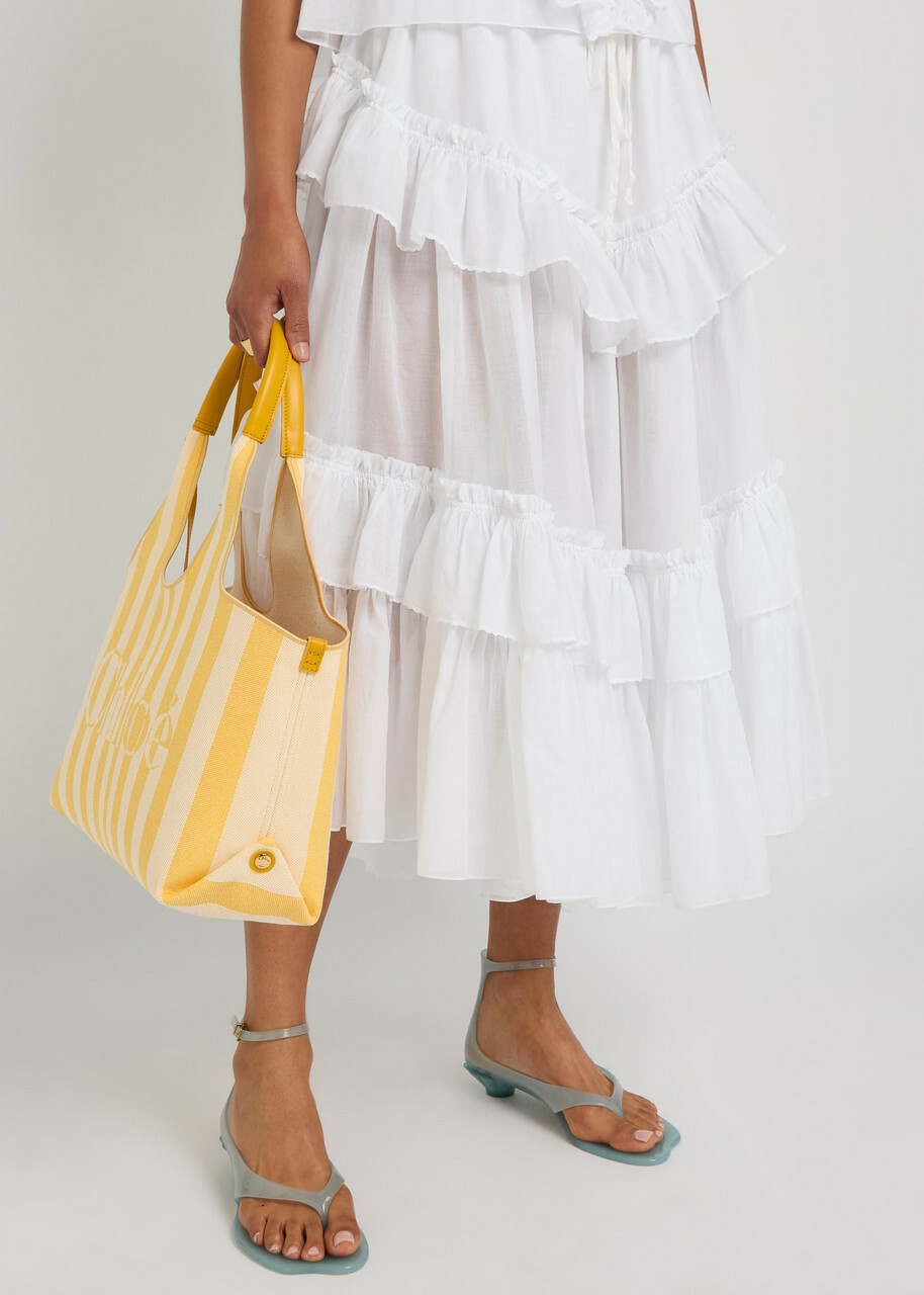 Chloe Ruffled Cotton Midi Skirt White