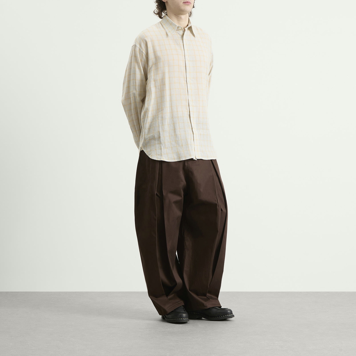 Sage Nation Men's Box Pleat Trouser in Brown