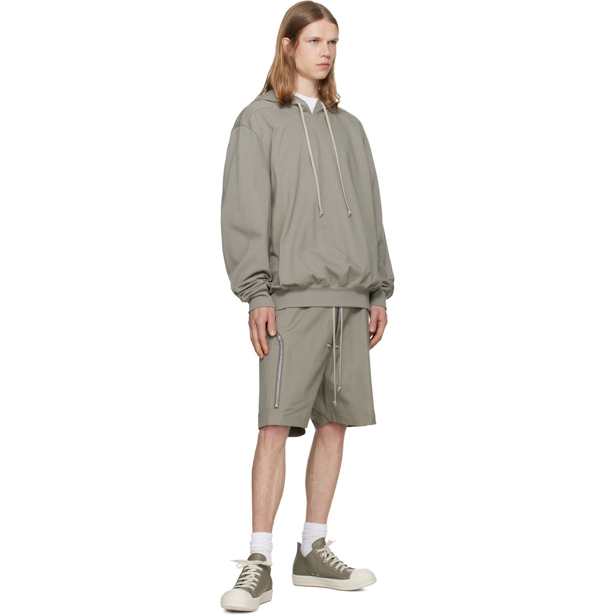 Rick Owens Taupe Tower Heavy Jersey Hoodie