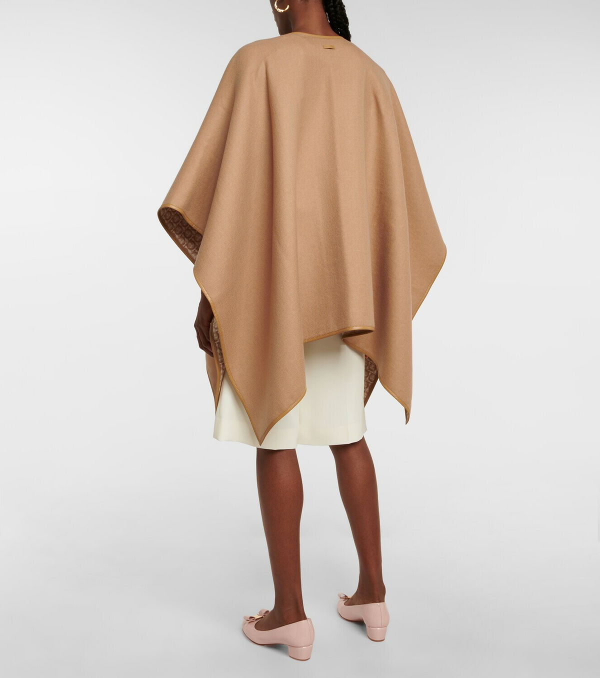 Ferragamo - Leather-trimmed wool poncho Salvatore Ferragamo