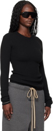 Fear of God ESSENTIALS Black Holiday Waffle Long Sleeve T-shirt