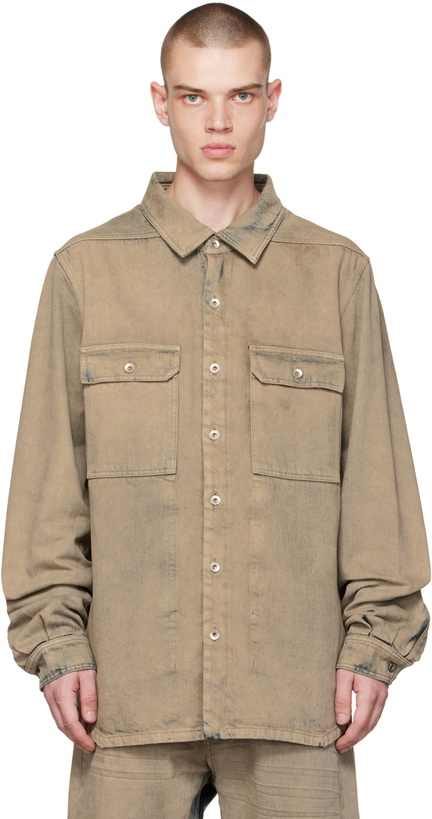 Photo: Rick Owens Drkshdw Taupe Button Denim Shirt