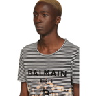 Balmain Black and Yellow Striped Tie-Dye T-Shirt