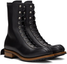 Youths in Balaclava Black Leather Lace-Up Boots