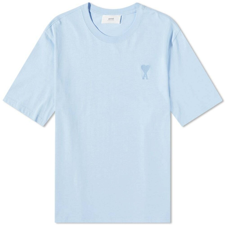 Photo: AMI Men's Tonal Heavy Cotton Small A Logo T-Shirt in Sky Blue