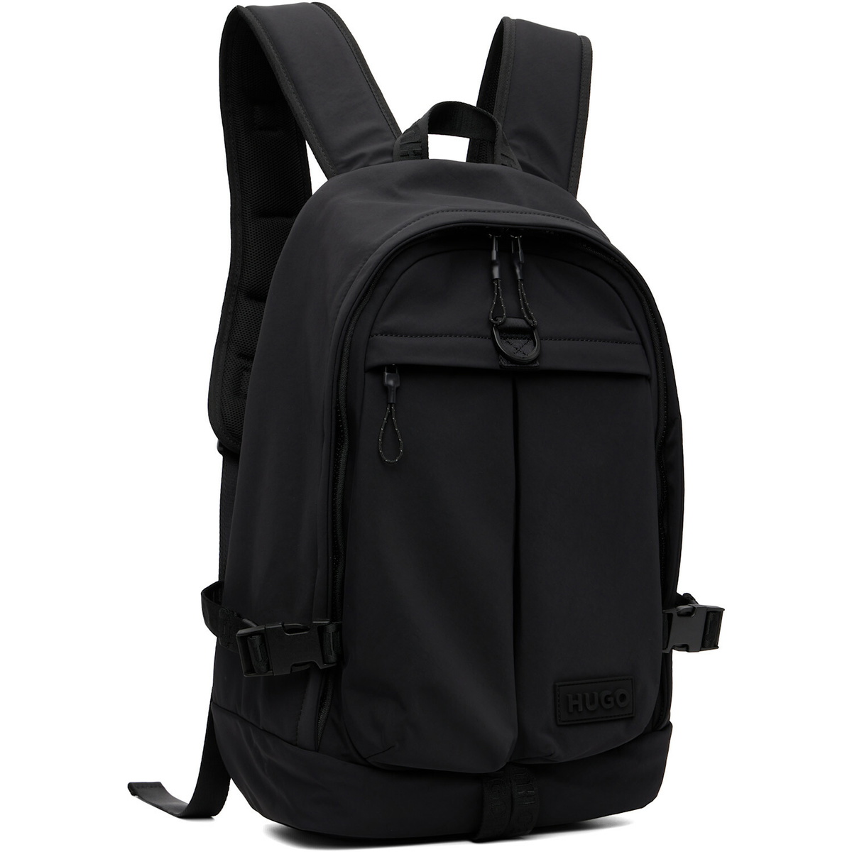 Hugo Black Logo Patch Backpack